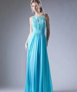 Long Lace Bodice Chiffon Dress By Cinderella Divine 1019 Prom 19 Long Lace Bodice Chiffon Dress By Cinderella Divine 1019 Prom