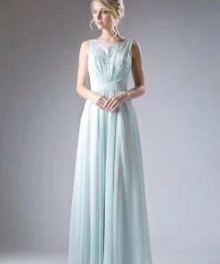 Long Lace Bodice Chiffon Dress By Cinderella Divine 1019 Prom