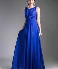 Long Lace Bodice Chiffon Dress By Cinderella Divine 1019 Prom 17 Long Lace Bodice Chiffon Dress By Cinderella Divine 1019 Prom