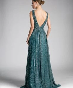 Long Sleeveless Metallic Dress By Cinderella Divine 8276 Prom