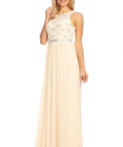 Prom Long Sleeveless Dress With Sequin Lace Bodice By Celavie 6344L