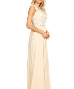 Prom Long Sleeveless Dress With Sequin Lace Bodice By Celavie 6344L