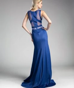 Metallic Gown With Sheer Cut Outs By Cinderella Divine 84792 Prom