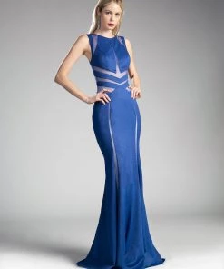 Metallic Gown With Sheer Cut Outs By Cinderella Divine 84792 Prom