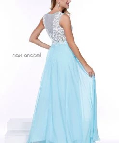 Long Sleeveless Embroidered Illusion Dress By Nox Anabel 8154