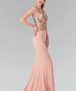 Long Sleeveless Floral Embroidered Dress By Elizabeth K GL2270 Prom