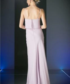 Long Sleeveless Flounce Dress By Cinderella Divine CF074