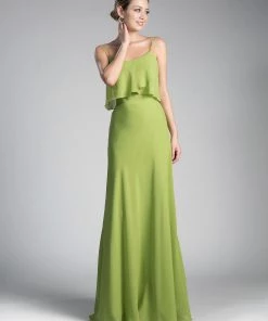 Long Sleeveless Flounce Dress By Cinderella Divine CF074