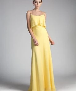 Long Sleeveless Flounce Dress By Cinderella Divine CF074