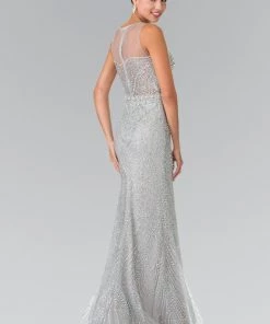 Prom Long Sleeveless Fully Beaded Illusion Dress By Elizabeth K GL2337