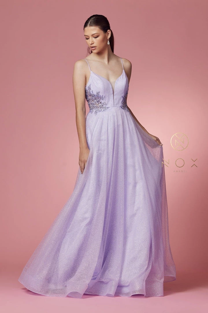 Long Sleeveless Glitter Dress By Nox Anabel T1033 Prom 9 Long Sleeveless Glitter Dress By Nox Anabel T1033 Prom