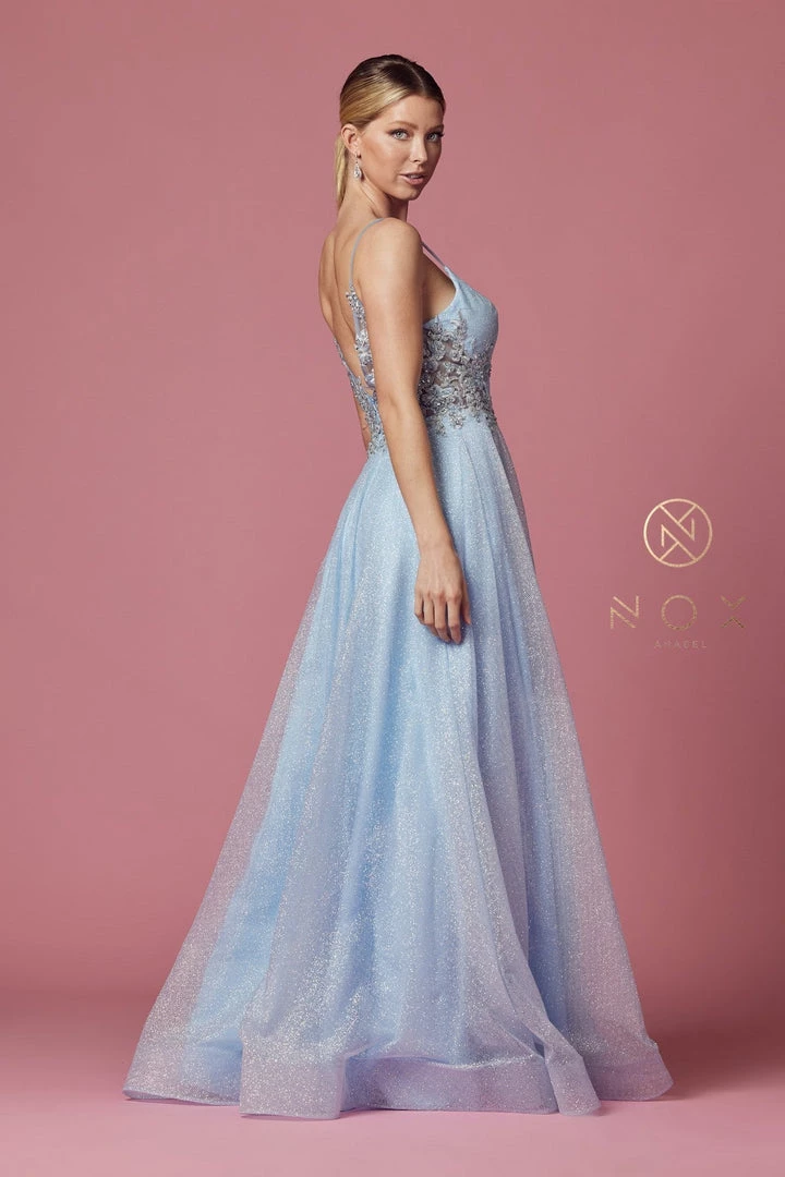 Long Sleeveless Glitter Dress By Nox Anabel T1033 Prom 7 Long Sleeveless Glitter Dress By Nox Anabel T1033 Prom