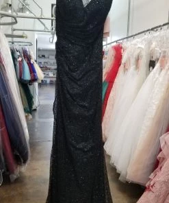 Long Sleeveless Glitter Dress With Corset Back By Elizabeth K GL2586 Prom