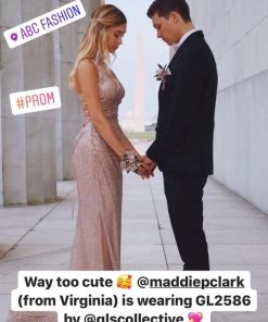 Long Sleeveless Glitter Dress With Corset Back By Elizabeth K GL2586 Prom