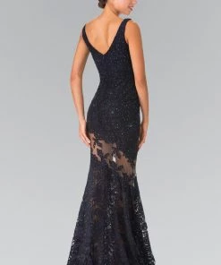 Long Sleeveless Illusion Cutout Lace Dress By Elizabeth K GL2249 Prom