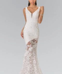 Long Sleeveless Illusion Cutout Lace Dress By Elizabeth K GL2249 Prom