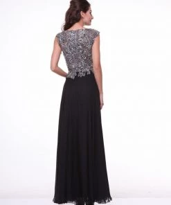 Long Sleeveless Illusion Dress By Cinderella Divine CJ1022