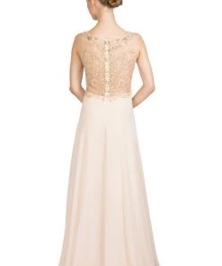 Starbox Long Sleeveless Illusion Dress With Beaded Bodice By Star Box 6315 Prom