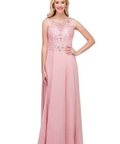 Starbox Long Sleeveless Illusion Dress With Beaded Bodice By Star Box 6315 Prom