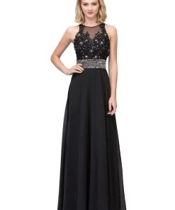 Starbox Prom Long Sleeveless Illusion Dress With Lace Applique Bodice By Star Box 6338