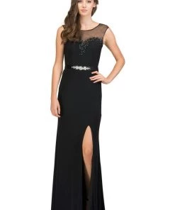 Starbox Prom Long Sleeveless Illusion Dress With Slit By Star Box 6421