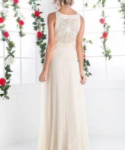 Prom Long Sleeveless Lace Overlay Dress By Cinderella Divine 1938