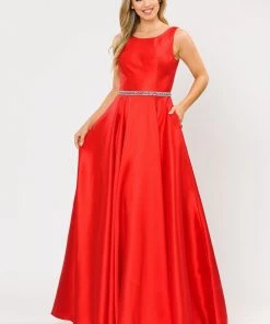 Long Sleeveless Mikado Dress By Poly USA 8678 Prom