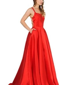 Long Sleeveless Mikado Dress With Strappy Back By Poly USA 8476 14 Long Sleeveless Mikado Dress With Strappy Back By Poly USA 8476