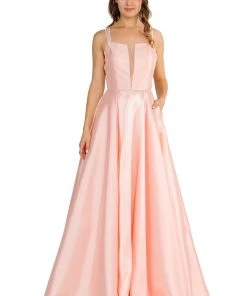 Long Sleeveless Mikado Dress With Strappy Back By Poly USA 8476 16 Long Sleeveless Mikado Dress With Strappy Back By Poly USA 8476