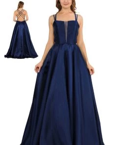 Long Sleeveless Mikado Dress With Strappy Back By Poly USA 8476