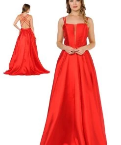 Long Sleeveless Mikado Dress With Strappy Back By Poly USA 8476 13 Long Sleeveless Mikado Dress With Strappy Back By Poly USA 8476