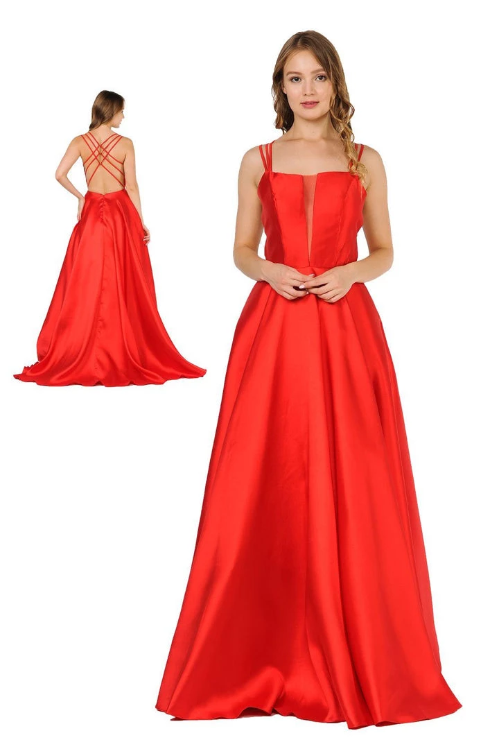 Long Sleeveless Mikado Dress With Strappy Back By Poly USA 8476 6 Long Sleeveless Mikado Dress With Strappy Back By Poly USA 8476