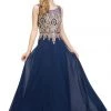Starbox Prom Long Sleeveless Mock Two Piece Dress With Gold Appliques By Star Box 17289