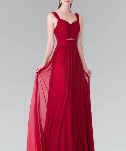 Long Sleeveless Pleated Dress With Front Cutout By Elizabeth K GL2366