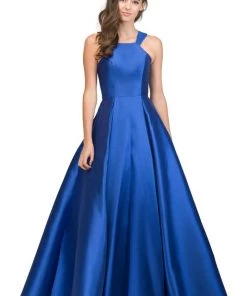 Starbox Long Sleeveless Satin Dress With Box Pleated Skirt By Star Box 17402