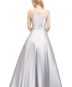 Starbox Long Sleeveless Satin Dress With Box Pleated Skirt By Star Box 17402
