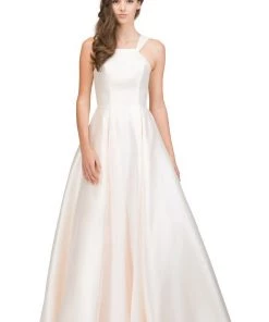 Starbox Long Sleeveless Satin Dress With Box Pleated Skirt By Star Box 17402