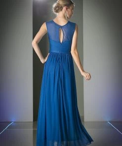 Prom Long Sleeveless Twist Front Dress By Cinderella Divine 3858