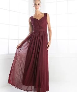 Prom Long Sleeveless Twist Front Dress By Cinderella Divine 3858