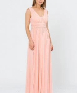 Prom Long Sleeveless V-Neck Dress With Open Back By Poly USA 8408