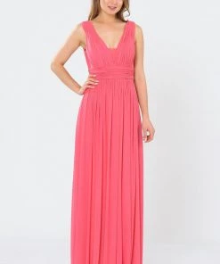 Prom Long Sleeveless V-Neck Dress With Open Back By Poly USA 8408