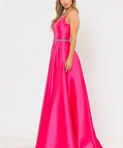 Prom Long Spaghetti Strap Dress With Deep Neckline By Poly USA 8672 41 Prom Long Spaghetti Strap Dress With Deep Neckline By Poly USA 8672