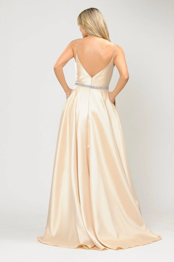 Prom Long Spaghetti Strap Dress With Deep Neckline By Poly USA 8672 4 Prom Long Spaghetti Strap Dress With Deep Neckline By Poly USA 8672