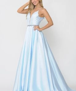 Prom Long Spaghetti Strap Dress With Deep Neckline By Poly USA 8672 51 Prom Long Spaghetti Strap Dress With Deep Neckline By Poly USA 8672