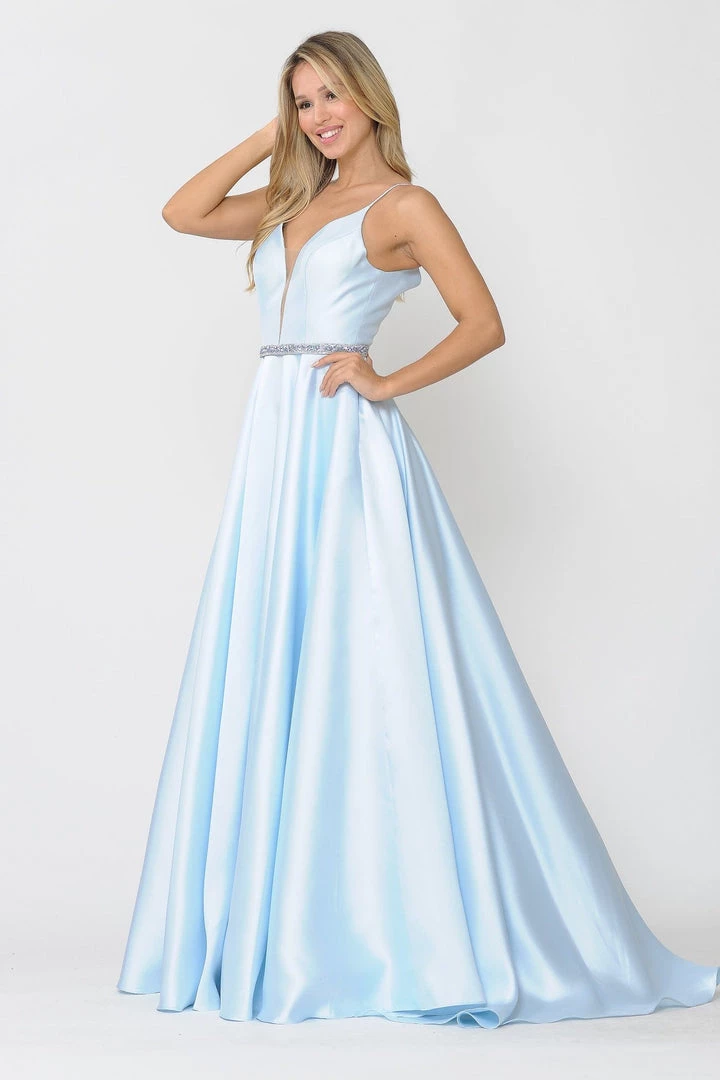 Prom Long Spaghetti Strap Dress With Deep Neckline By Poly USA 8672 25 Prom Long Spaghetti Strap Dress With Deep Neckline By Poly USA 8672