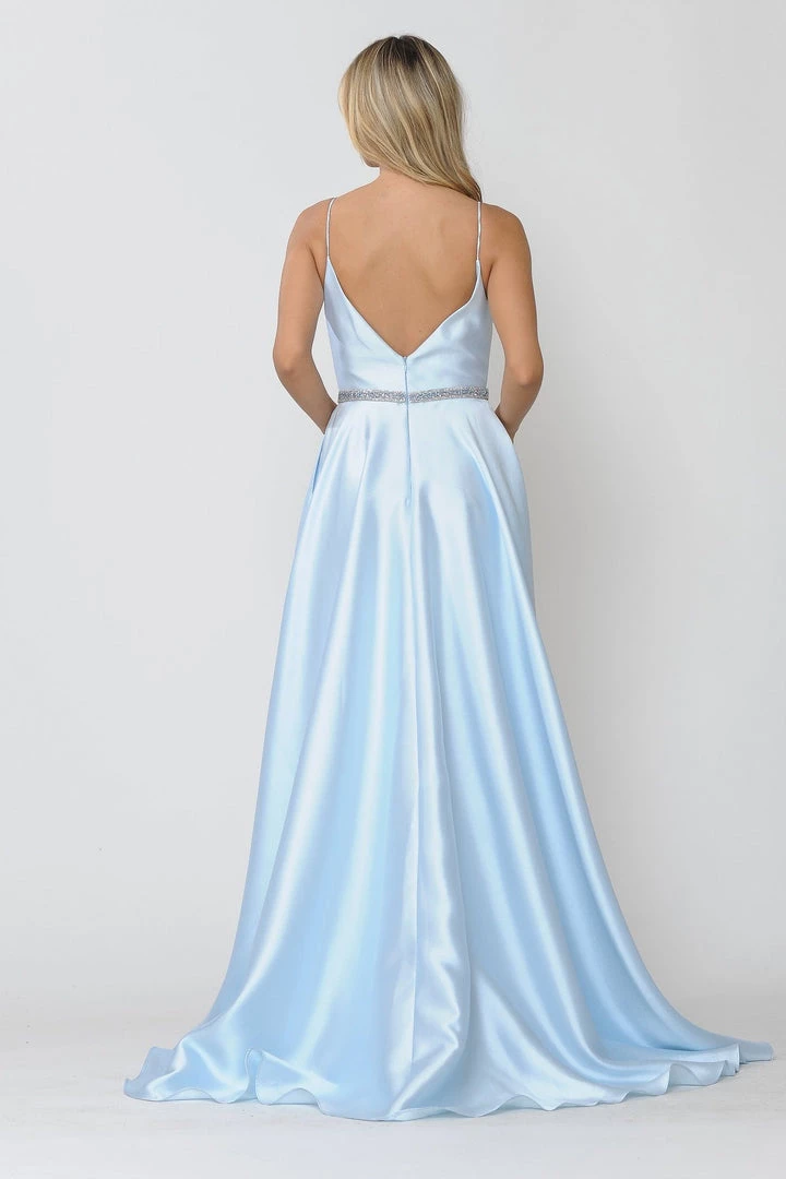 Prom Long Spaghetti Strap Dress With Deep Neckline By Poly USA 8672 26 Prom Long Spaghetti Strap Dress With Deep Neckline By Poly USA 8672