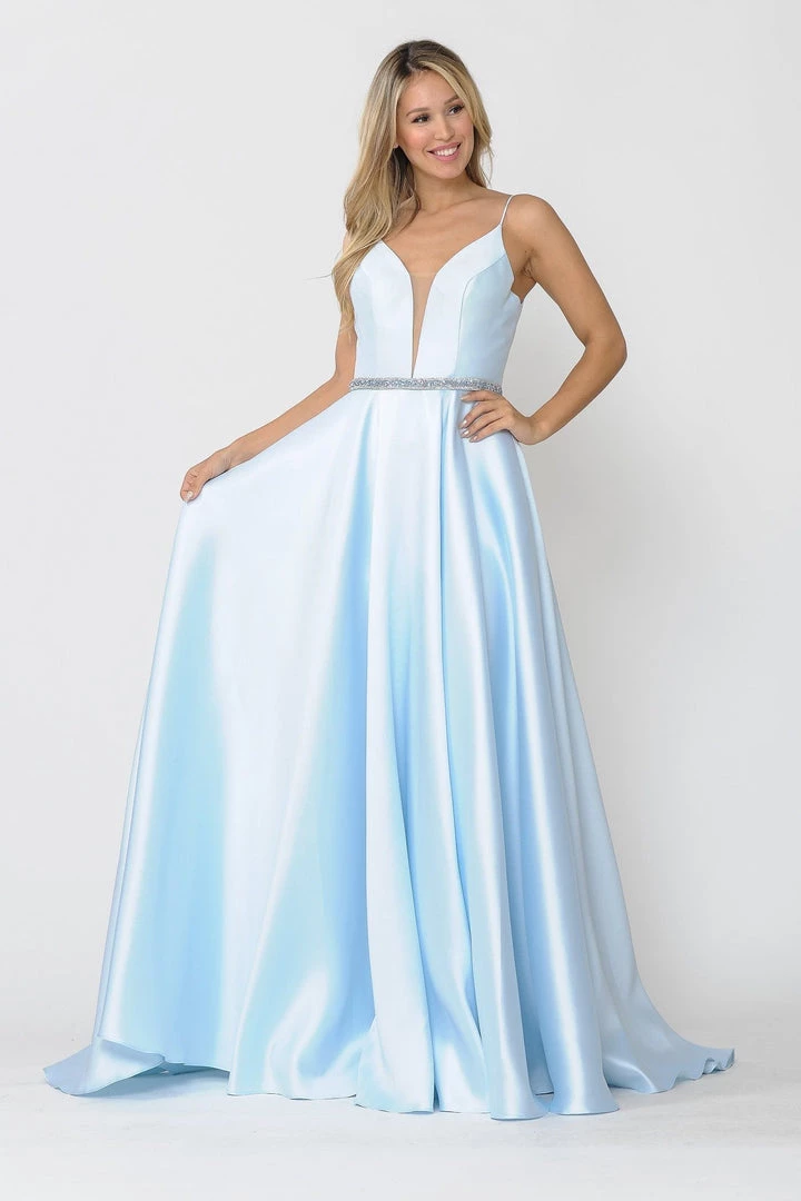 Prom Long Spaghetti Strap Dress With Deep Neckline By Poly USA 8672 27 Prom Long Spaghetti Strap Dress With Deep Neckline By Poly USA 8672