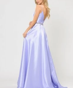 Prom Long Spaghetti Strap Dress With Deep Neckline By Poly USA 8672 47 Prom Long Spaghetti Strap Dress With Deep Neckline By Poly USA 8672