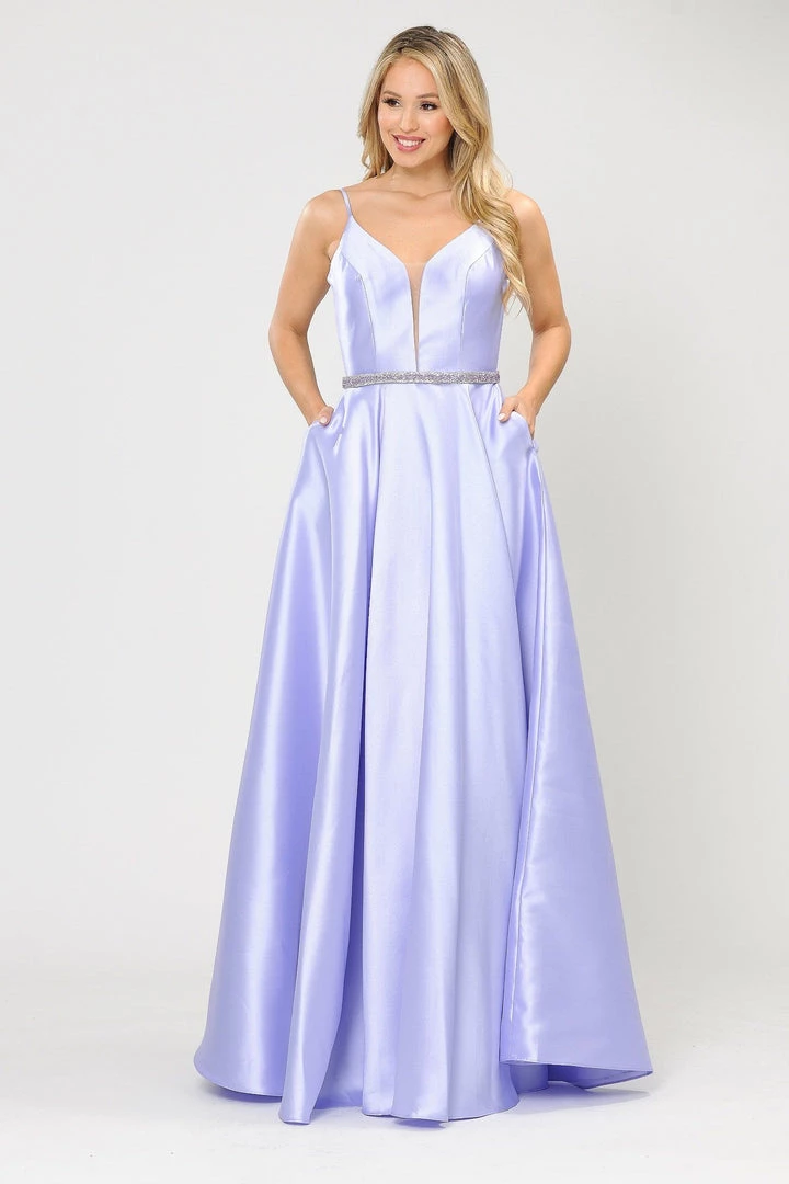 Prom Long Spaghetti Strap Dress With Deep Neckline By Poly USA 8672 23 Prom Long Spaghetti Strap Dress With Deep Neckline By Poly USA 8672