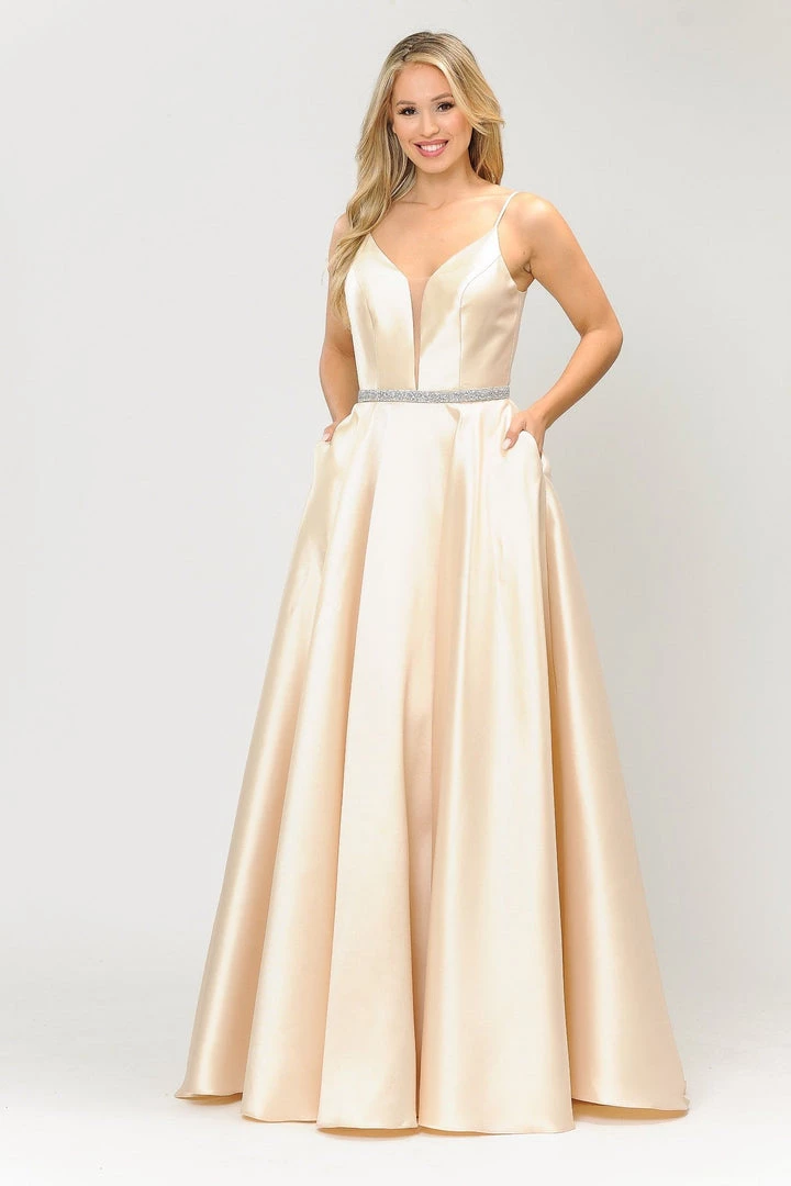 Prom Long Spaghetti Strap Dress With Deep Neckline By Poly USA 8672 3 Prom Long Spaghetti Strap Dress With Deep Neckline By Poly USA 8672